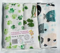 Pieluszki Tetrowe 70x80cm KOLOROWA 100% BAWEŁNA zestaw 3 szt