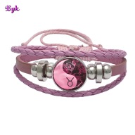 Skórzana bransoletka - Snap - Byk - regulowana, wymienne oczka