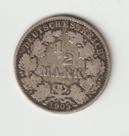 Niemcy-Cesarstwo 1/2 marki 1905 A piekny stan