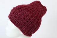 Wełniana czapka Eskimo-rękodzieło, S, śliwka, ciepła, gruba