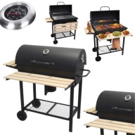 GRILL WĘGLOWY OGRODOWY Z POKRYWĄ RUSZT PŁYTA + TERMOMETR DUŻY