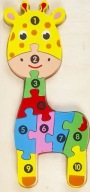 PIERWSZE DREWNIANE PUZZLE MONTESSORI DLA DZIECKA ŻYRAFA 3D