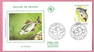 Francja 1990, FDC ryby, płoć, JEDWAB