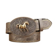 Pasek Kowbojski Western Cowboy Klamra Koń Dziki Zachód Szary 122 cm