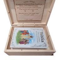 Prezent na Chrzest Święty Komunie Roczek Biblia Upominek Personalizowany