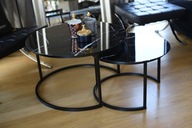 Komplet stolików marmur czarny 80 cm 60 cm