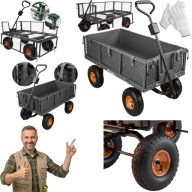 WÓZEK OGRODOWY TRANSPORTOWY POMPOWANE KOŁA WYWROTKA SKRĘTNA OŚ 400KG 100L