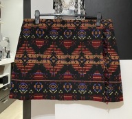 N Spódnica Tu czerń ozdobne strzępienie azteckie kolorowe wzory duża 4XL