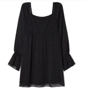 CROPP CZARNA WZORZYSTA SZYFONOWA SUKIENKA ELEGANCKA W GWIAZDKI 36 S