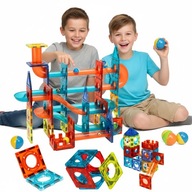 Klocki Magnetyczne Tor Kulkowy 3D Konstrukcyjne Edukacyjne Dla Dzieci 3+