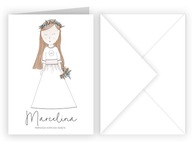 Zaproszenia komunijne na komunię z kopertą dla dziewczynki - PERSONALIZACJA