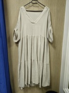 Sukienka beżowa muślinowa, bawełna Plus Size Italy !!!