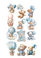 CUKROWY OPŁATEK NA TORT WYDRUK ROCZEK MIŚ BABY SHOWER RÓŻOWY balony IMIĘ a4