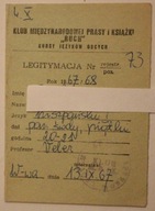 LEGITYMACJA - KLUB MIĘDZYNARODOWEJ PRASY i KSIĄŻKI "RUCH" 1967/68
