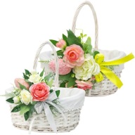 KOSZYK WIELKANOCNY WIKLINOWY Z DEKORACJĄ SERWETKĄ NA ŚWIĘCONKĘ