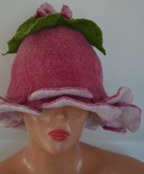 Czapka kapelusz do sauny filcowana ręcznie kwiat - na zamówienie