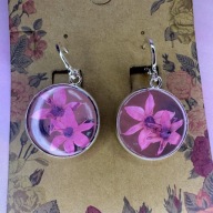 Kolczyki z suszonymi kwiatami różowe stal posrebrzana 925 | rękodzieło