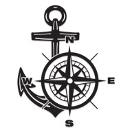 Naklejka bez tła Róża wiatrów z kotwicą dla marynarza wodoodporna GravArt
