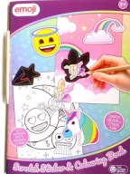 Zestaw Kreatywny 3w1 KOLOROWANKA +WYDRAPYWANKA +WYKLEJANKA Emoji Jednorożec