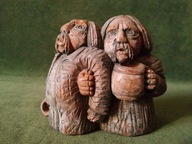 Stara ceramiczna rzeźba ludowa - z wypalanej czerwonej glinki