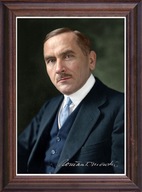 Obraz Roman Dmowski portret z podpisem w drewnianej ramie ze szkłem