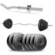 ZESTAW SZTANGA DO TRENINGU NA SIŁOWNIE OBCIĄŻENIA Z GRYFEM ŁAMANYM 25KG