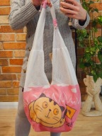 Gravcy CAT duża torba plażowa torebka shoper kot zamek beach bag shopping