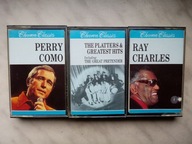 RAY CHARLES , THE PLATTERS , PERRY COMO - 3 KASETY , ENGLAND 1987r,JAK NOWE