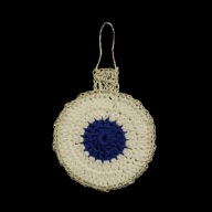 Zawieszka ozdoba szydełkowa na choinkę Bombka niebiesko-biała (Z235)
