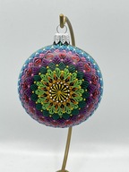 Bombka choinkowa szklana, ręcznie malowana kolorowym woskiem - rękodzieło