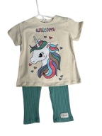 KOMPLET LETNI DZIEWCZĘCY JEDNOROŻEC UNICORN ROZM.110 (4-5 LAT)