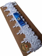 podwiązka ślubna biało-niebieska Swarovski