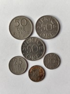 584/ Szwecja 10-50 Ore 1968-1991 zestaw monet 6 szt