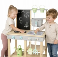 KUCHNIA DREWNIANA DLA DZIECI ZABAWKOWA TABLICA AKCESORIA XXL OGRÓD DOM