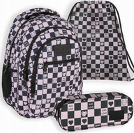 3W1PLECAK BACKUP SZKOLNY AXOLOT KRATKA+PIÓRNIK+WOREK UNISEX, STYLOWY WZÓR