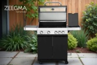 Grill Gazowy 4+1 Żeliwny 14.2kW Nierdzewny, Pokrowiec GRATIS