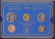 Szwecja - 2004 rok - zestaw rocznikowy - 4 monety + żeton - mennicze