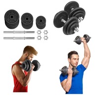 HANTLE ŻELIWNE REGULOWANE 2X20KG ZESTAW HANTLI 40KG TALERZE GRYFY METALOWE