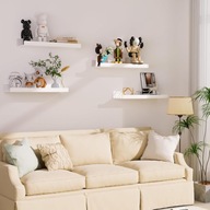 4 SZTUKI PÓŁKI ŚCIENNE 30CM WISZĄCE BIAŁE REGAŁY DO SALONU SYPIALNI 4X