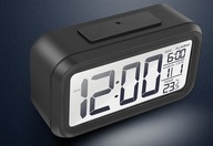 Zegar Budzik Podświetlany LCD Termometr Kalendarz CZARNY