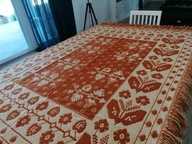 WEŁNIANY TKANY CIĘŻKI GRUBY KILIM KAPA NARZUTA SECESYJNE WZORY 140 x 205