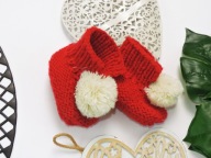 szydełkowe paputki pompon 0-3 mc