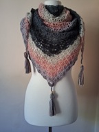 Chusta ręcznie robiona na szydełku, szer. 150cm x wys. 75cm, wełna, K2