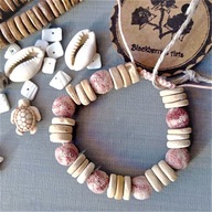 SURF Bransoletka różowo-kremowa lawa kremowe drewno kokos BlackberriesArts