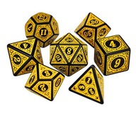 ZESTAW 7 KOŚCI KOSTEK RPG Żółte Warhammer DnD