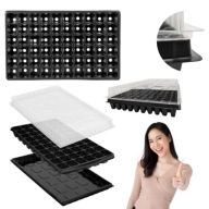 WIELODONICZKA Z PODSTAWKĄ I PRZYKRYWKĄ DO ROZSADY WYSIEWU PLASTIKOWA 60 SZT