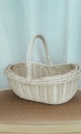 Koszyk wielkanocny biały, duży, z polskiej wikliny