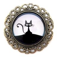 Przypinka kot broszka retro prezent dla kociary gotic gotycki czarny kot