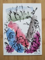 ORYGINALNA AKWARELA RYSUNEK TUSZEM ABSTRAKCJA IMPROWIZACJA IV