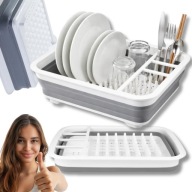 SUSZARKA OCIEKACZ DO NACZYŃ STOJĄCA PLASTIKOWA SILIKONOWY NA ZLEW SKŁADANY